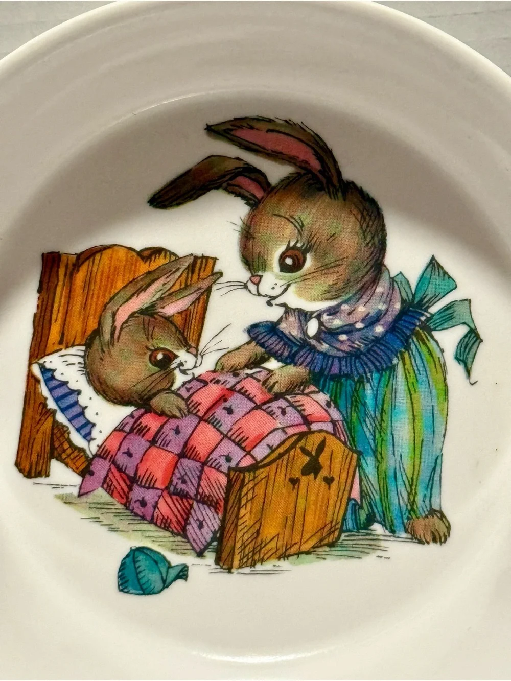 Vintage 60s Oneida Deluxe Storybook Bowl Peter Rabbit Mamma Bedtime #3242 SiLite